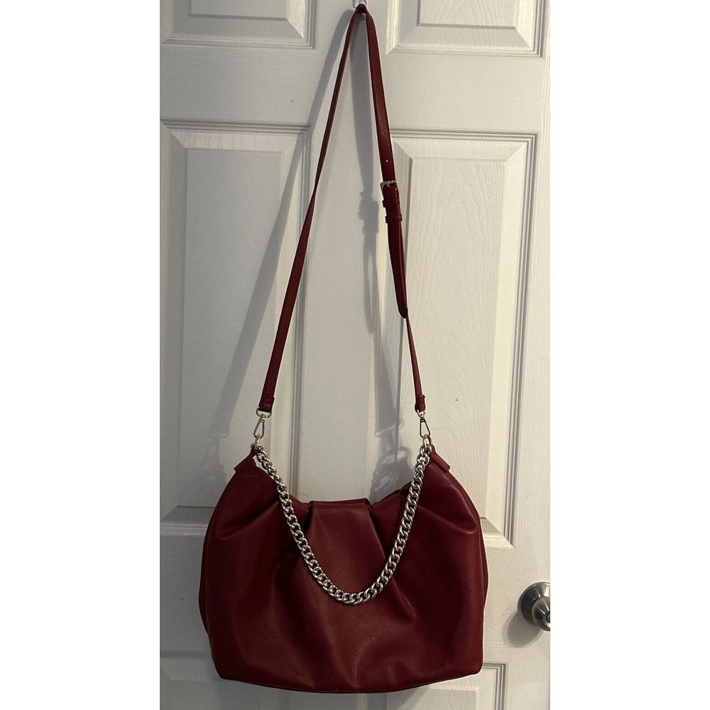 Vintage‎ Large Red Faux Leather Purse Handbag "Glitzy"